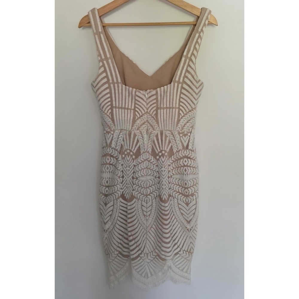 Hello Molly White Lace Overlay Bodycon Mini Dress V Neck Sleeveless Size S US 4 - Picture 5 of 16